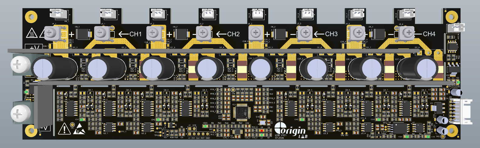 Laser diode driver card ORG_LDD_50120, top view