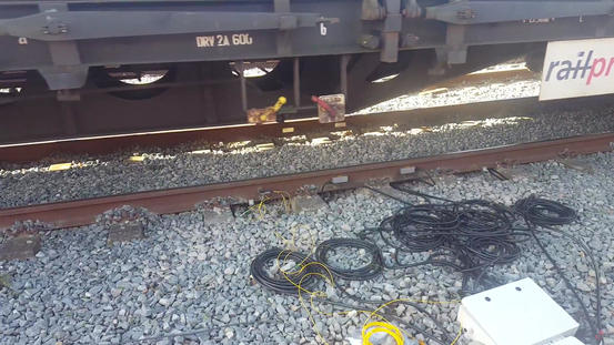 Freight wagon passing over the instrumented track section