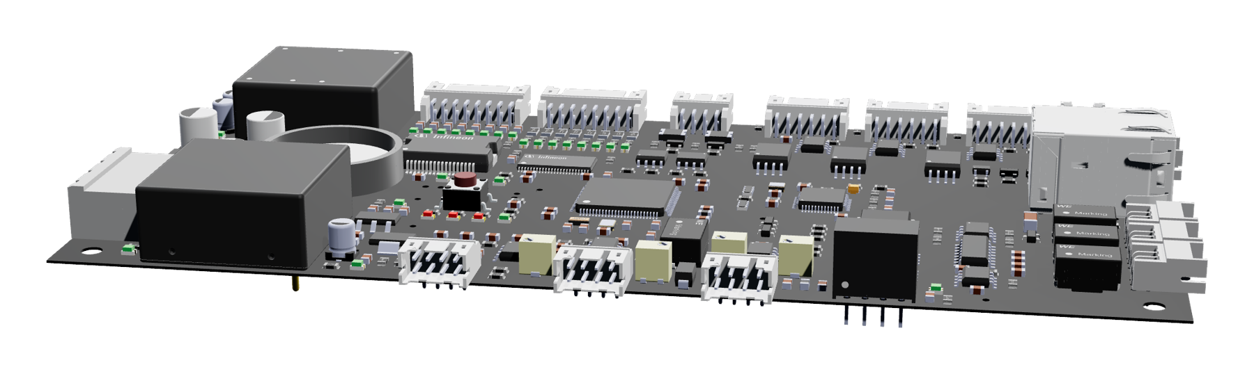 Laser control card, connector side view